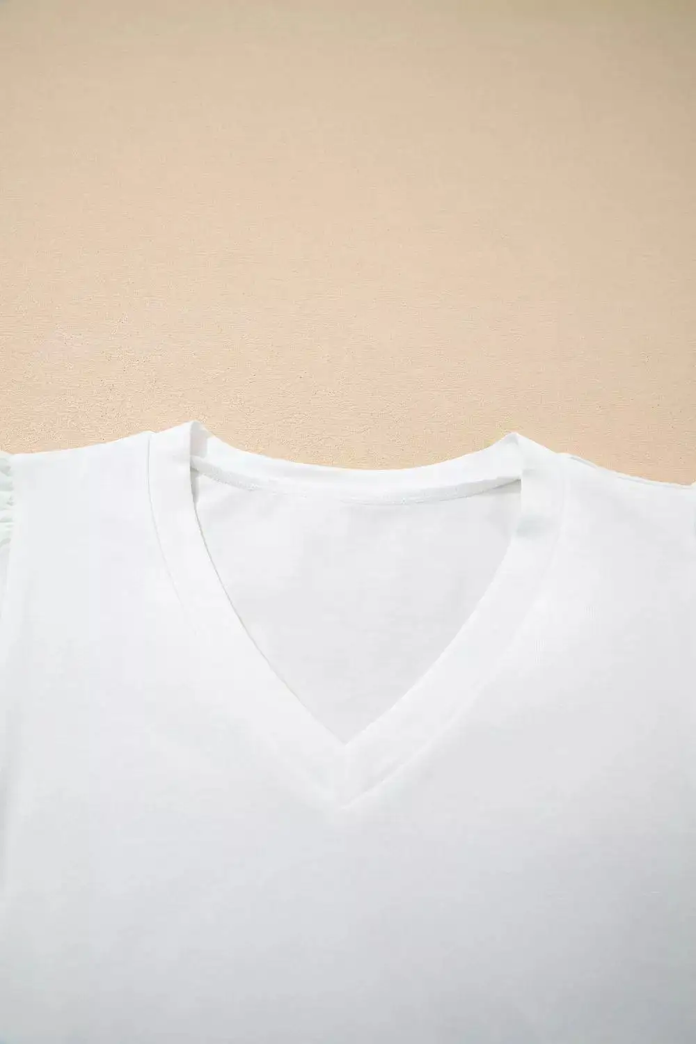 Eyelet Embroidered Flutter Sleeve Patchwork V Neck