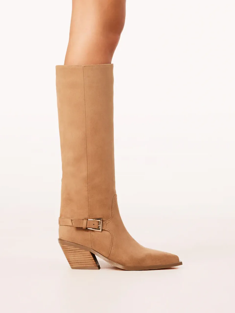 Faux-Suede Suede Denim Ankle Boots