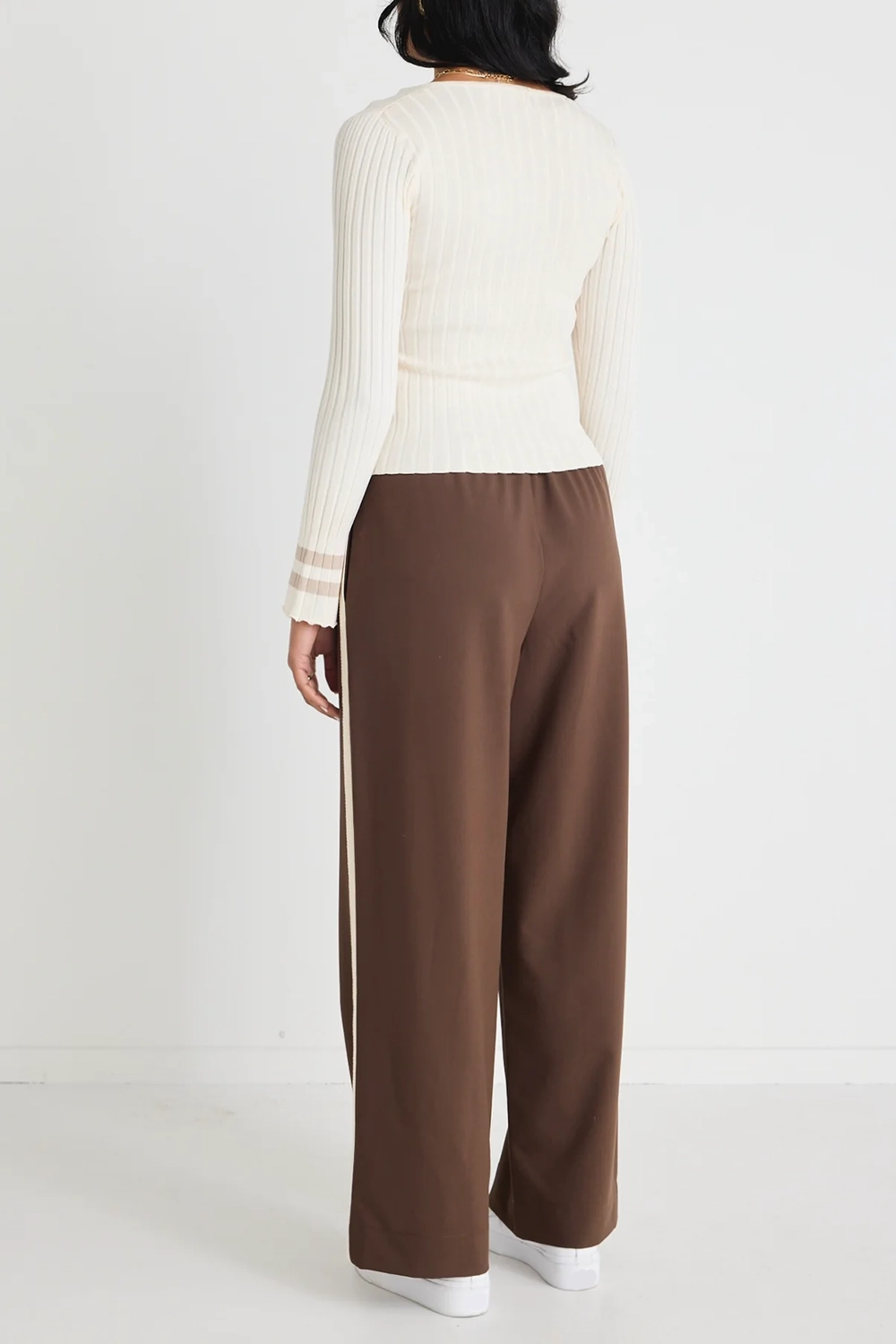Brown Striped Track Long Pants