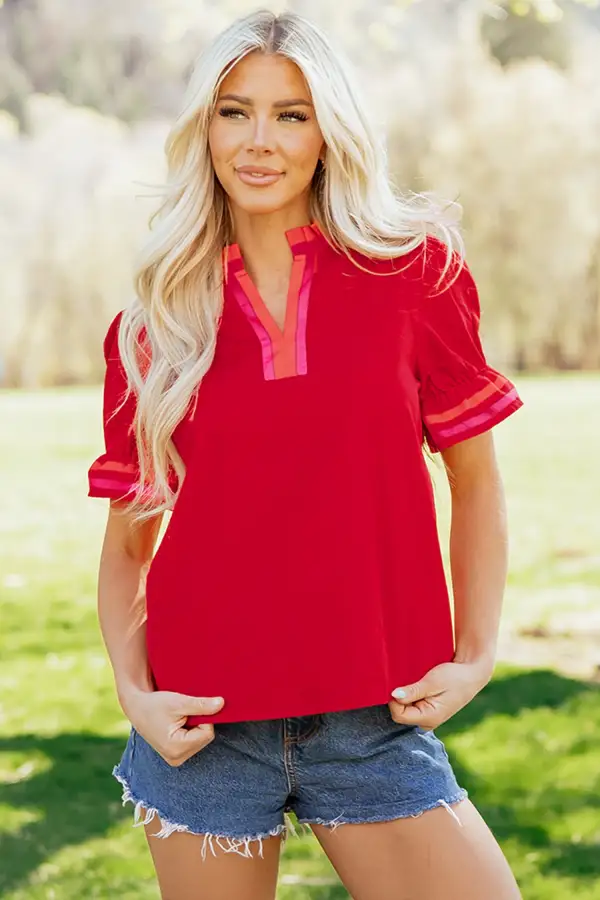 Striped Ruffle Trim Frilled Blouse