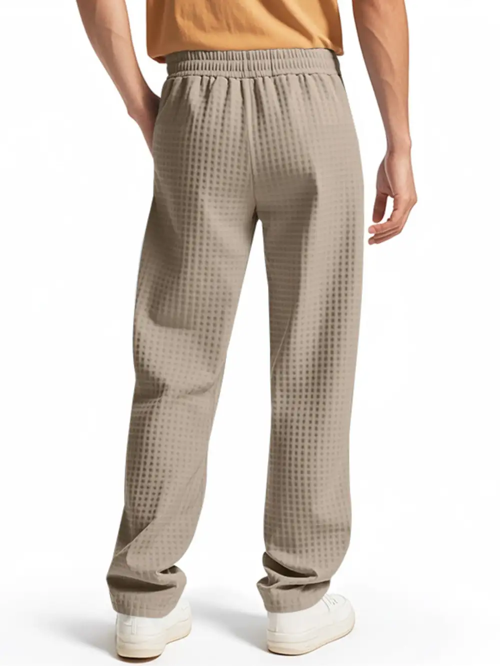 Men's Full Size Textured Drawstring Casual Pants Plus