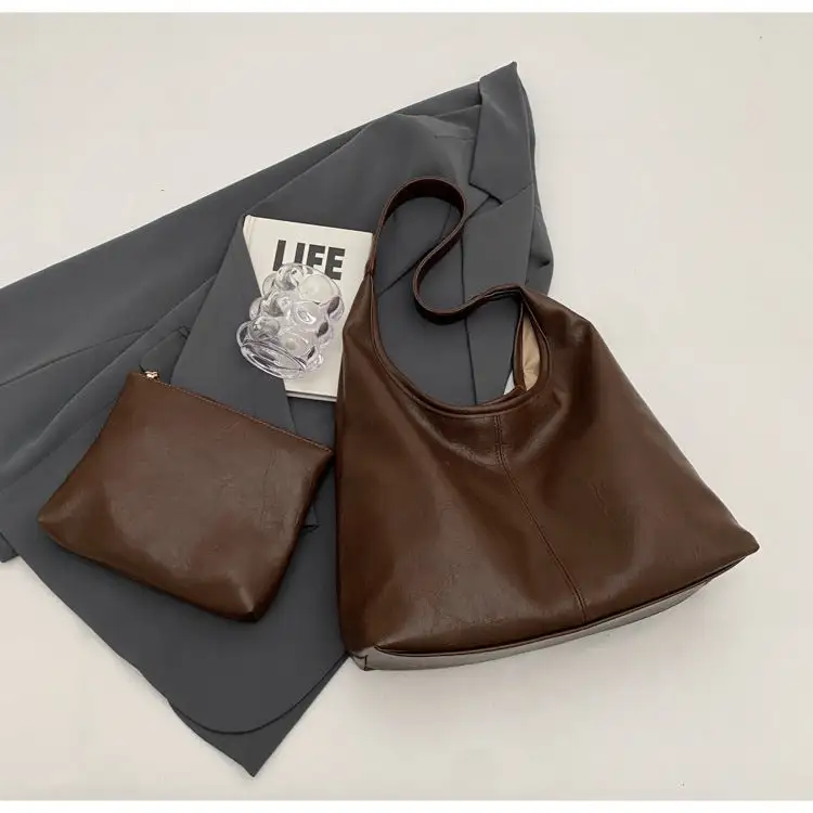 Roomy Faux Leather Baguette Bag