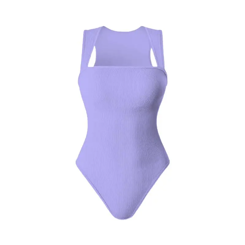 Bodysuits Stretchy Underwear Sexy Ribbed Square Neck Sleeveless Stretchy Tank Tops Bodysuits Soft Lady