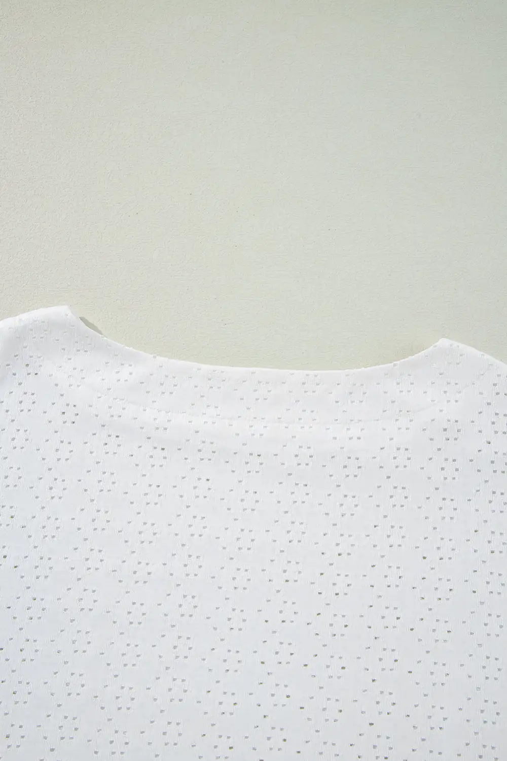 White Eyelet Pattern Boat Neck