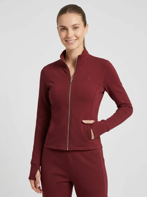 Women's Dusty Rose Geometric Zip-Up Jacket & Jogger Set