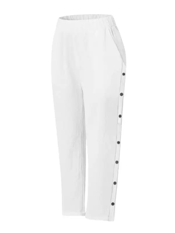 Side Decor Button Casual Wide Leg Pants