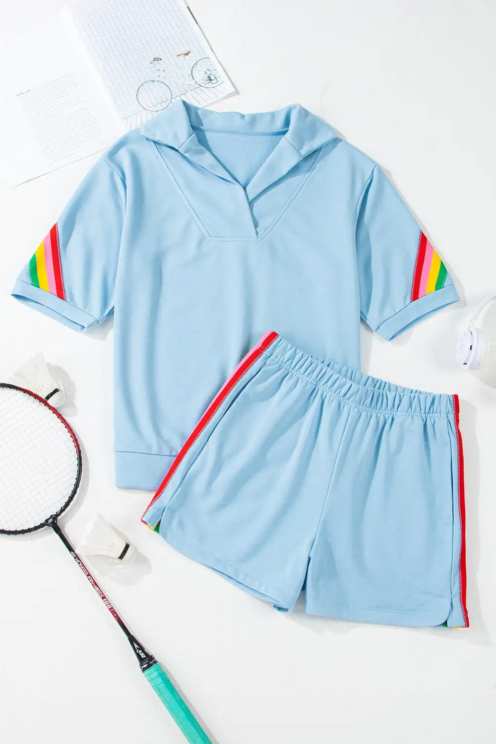 Sleeve Shorts Relaxed Shorts Lounge Set Comfort