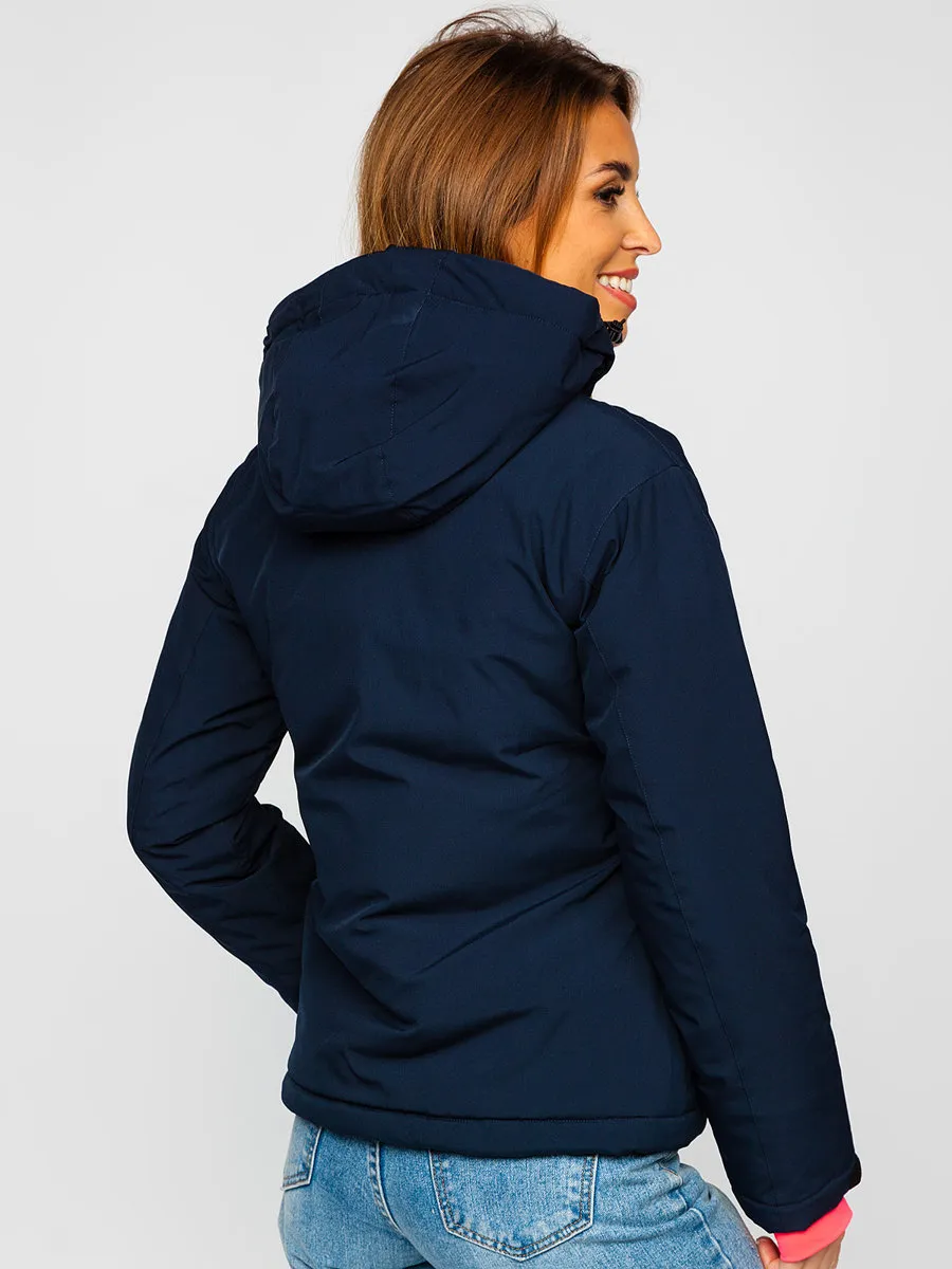 Dark blue women's winter ski jacket