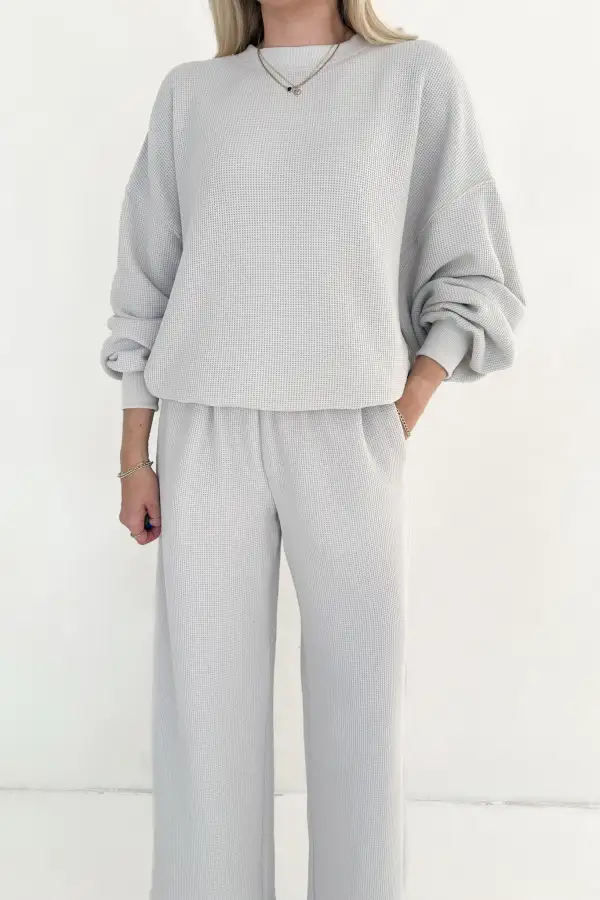 Laid Back Waffle Knit Sweatshirt