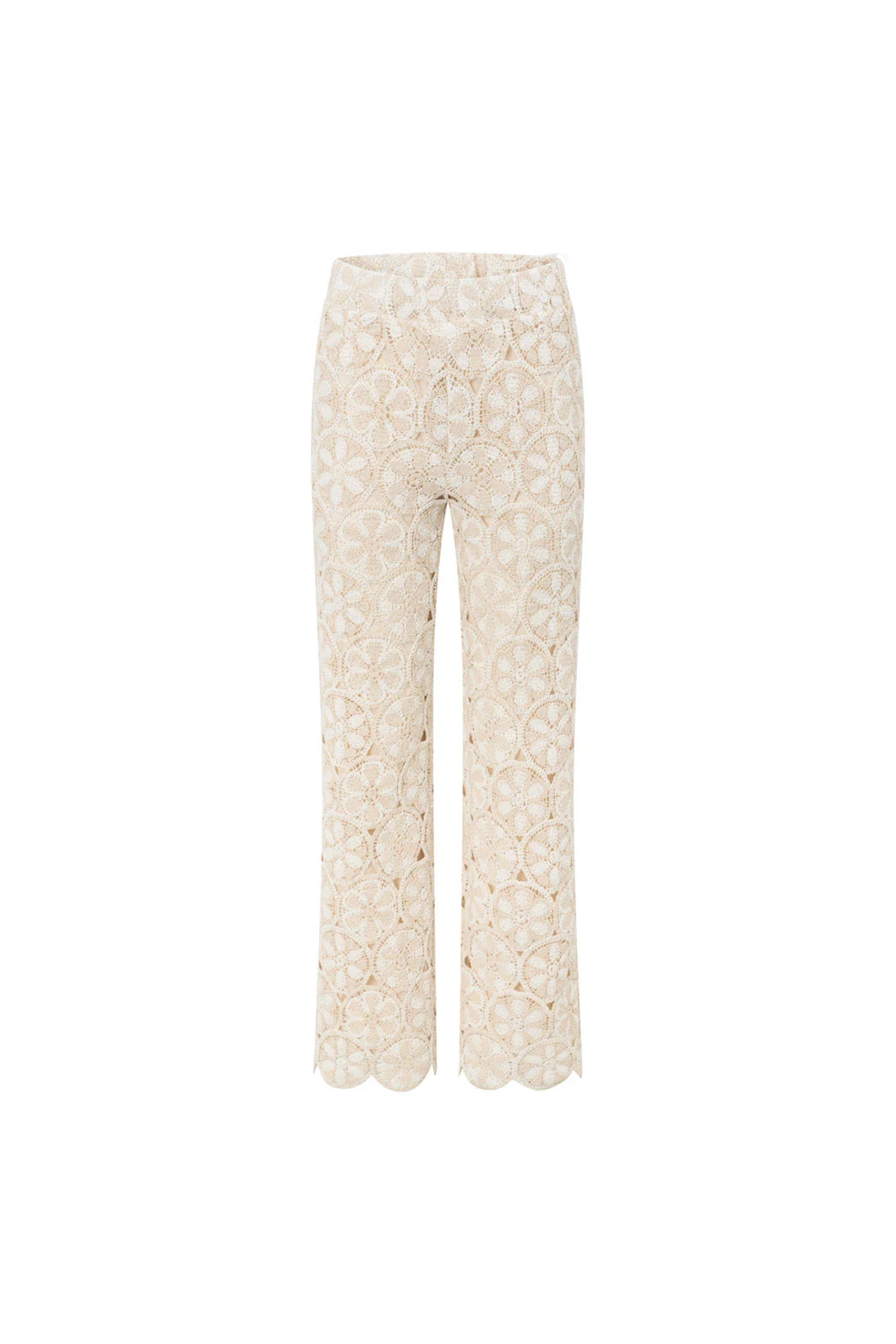 Floral Embroidery Wide Leg Trousers