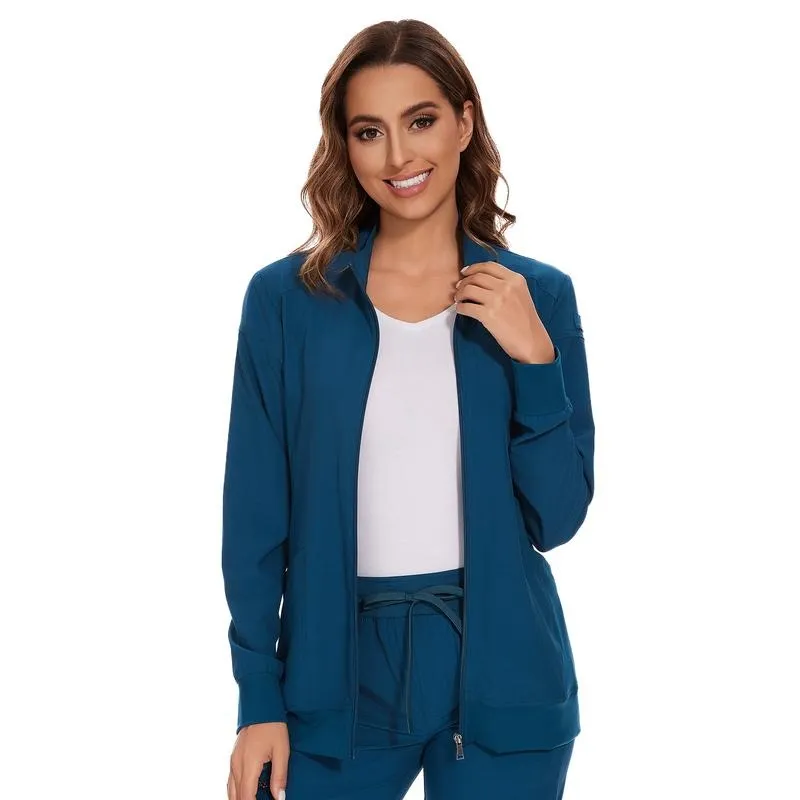Scrub Jackets for Woman, Zip Front Nurse Jacket, 4-Way Stretch Fabric