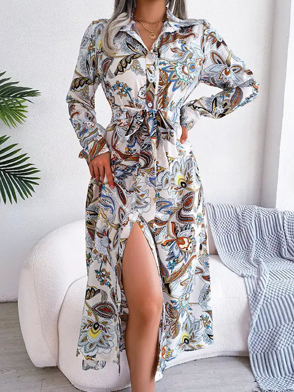 Flower Buttoned Long Maxi Dress