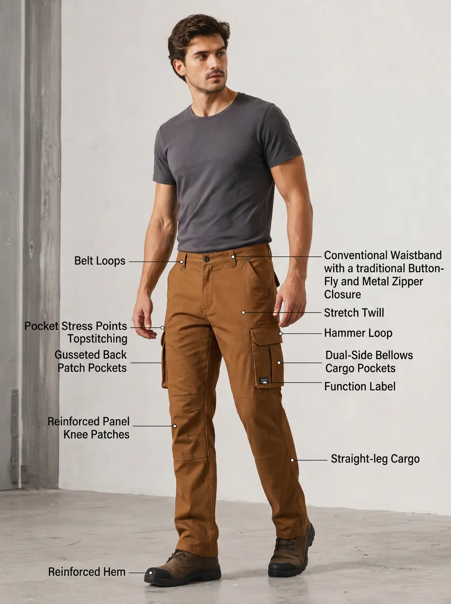 Men's Outdoor Utility Stretch Twill Reinforced Cargo Pants