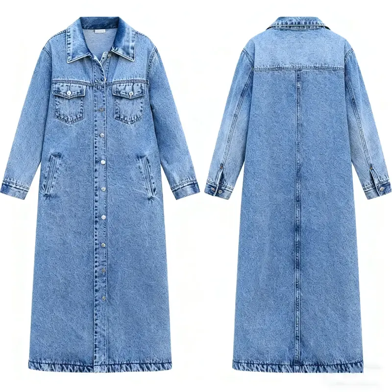 Women's Button Front Denim Coat