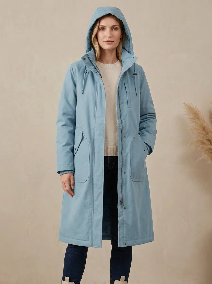 Cold-Weather Long Hooded Coat