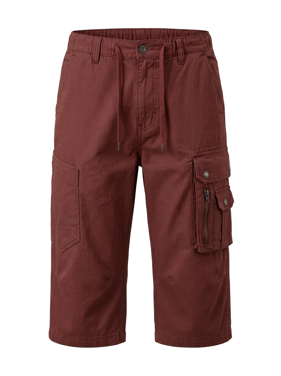 Men's Outdoor Tactical Khaki Multi-Pocket Cargo Shorts