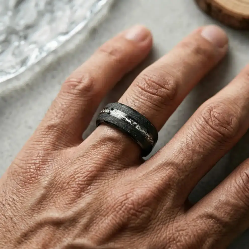 Men's Meteorite Tungsten Ring