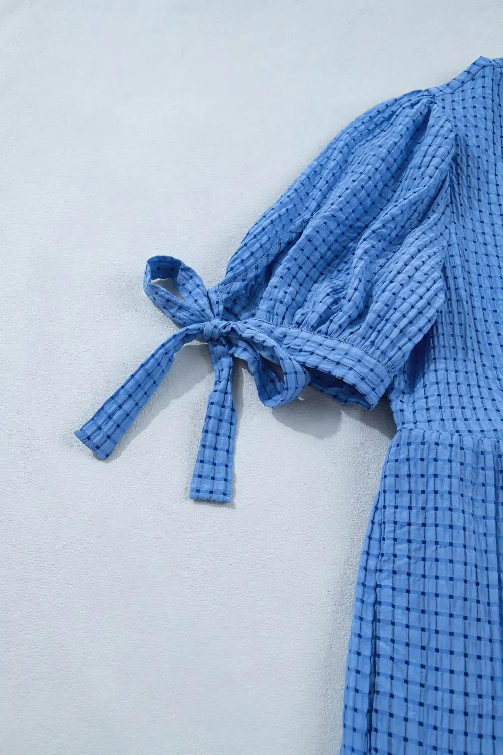 Relaxed Shape Plaid Tiered Short Sleeve Midi Dress