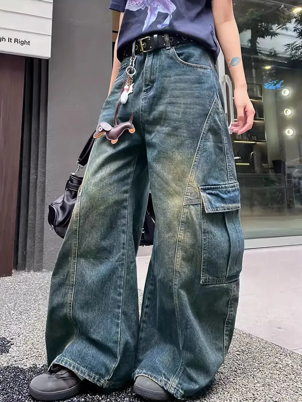 Balanced Wide Leg Denim Jeans
