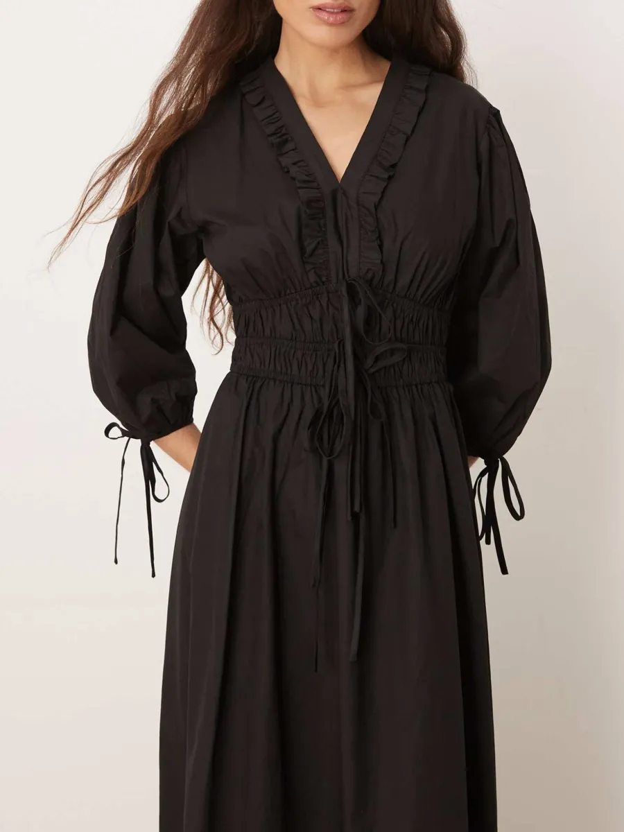 Tied V-Neck Maxi Dress