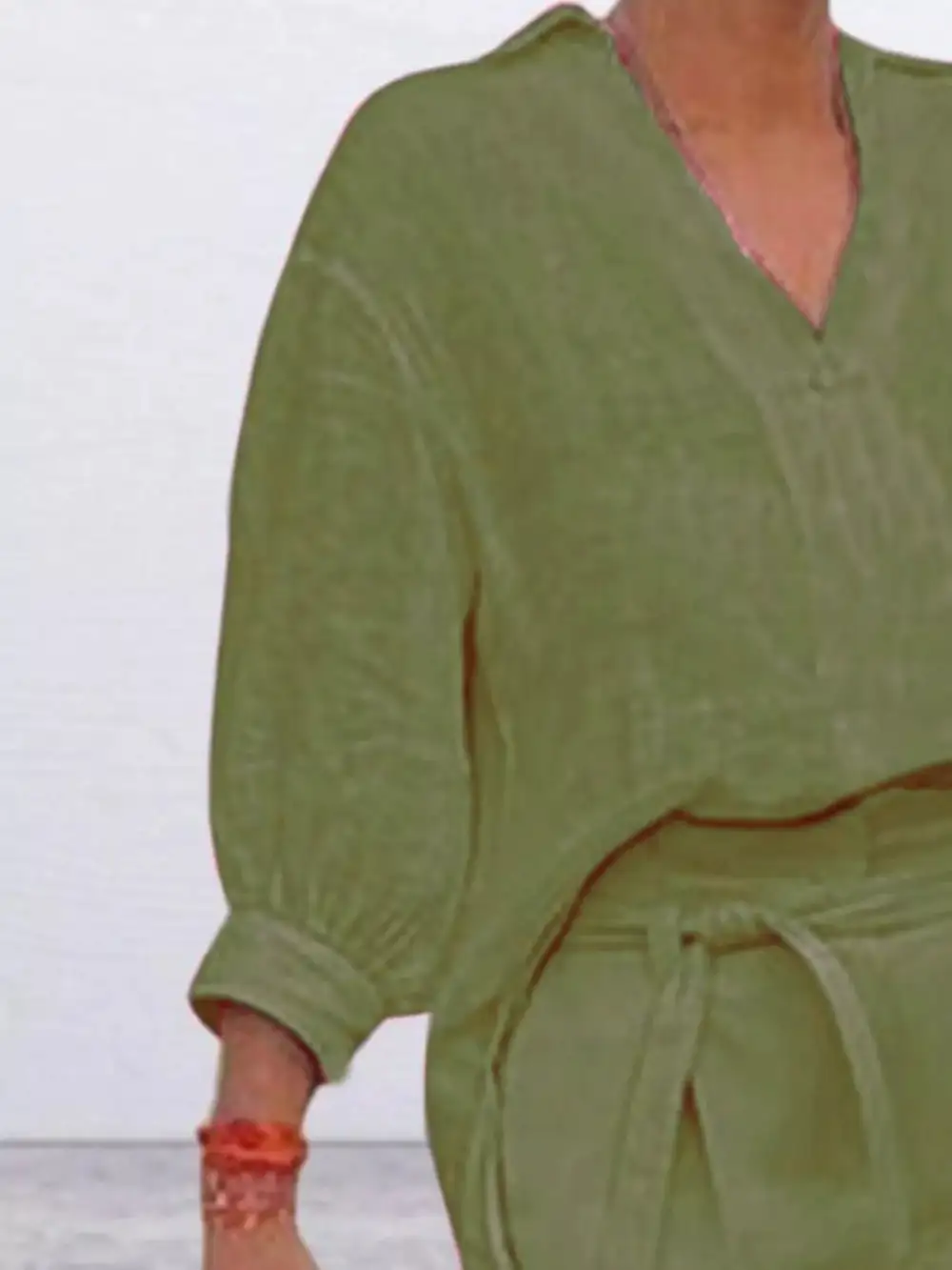 Johnny Collar Sleeve Top and Shorts Set