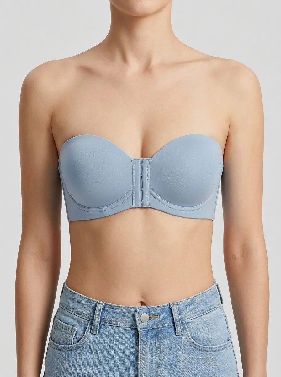 Women's Underwire Defined-Shape Front-Closure Strapless Bra