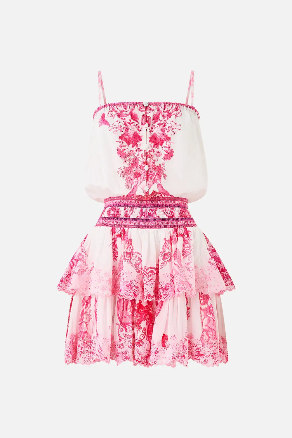 Printed Shirred Waist Mini Dress