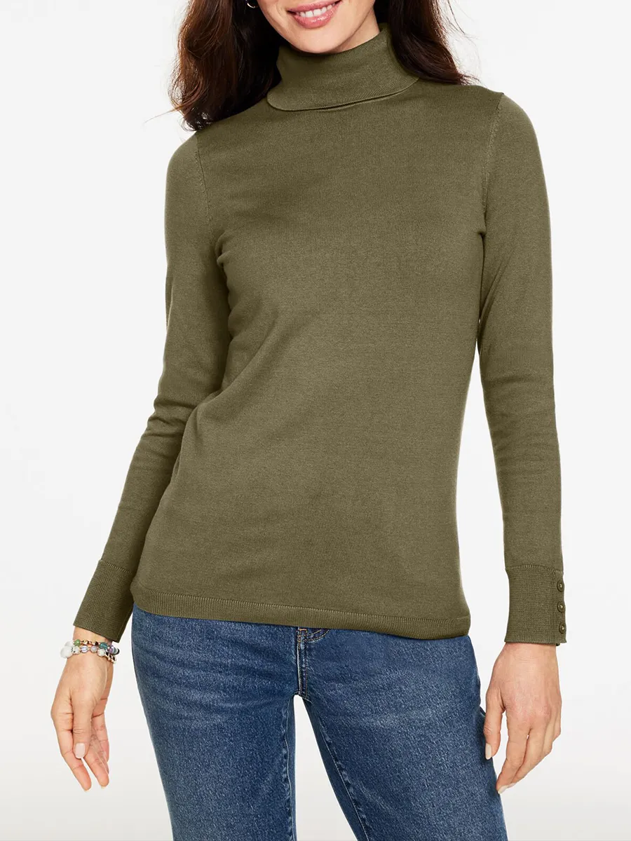 Women'S Simple And Stylish Knitted Pullover With A High Collar