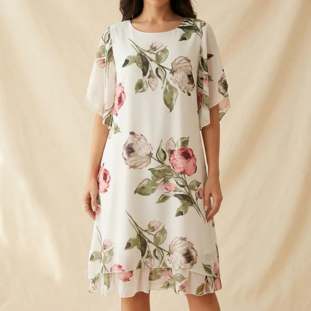 Floral Chiffon Midi Dress