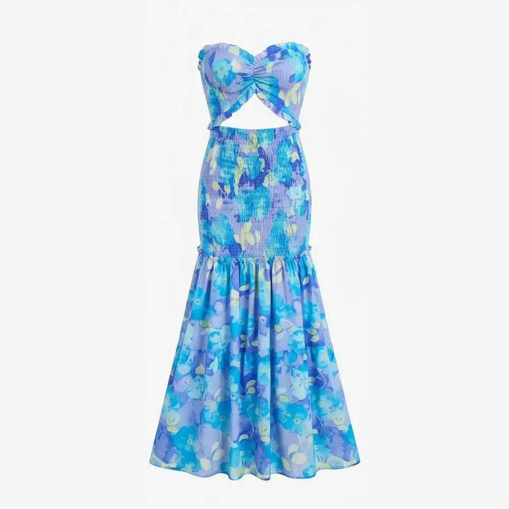 Floral Printed Palm Maxi Dress