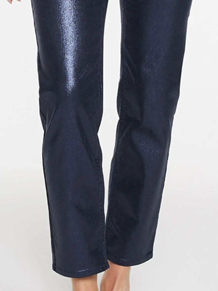 Women'S Indigo Satin Mid-Rise Nine-Inch Casual Pants
