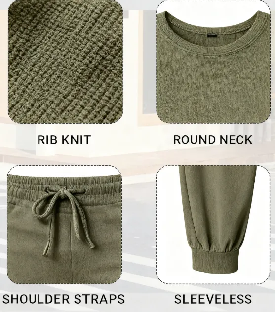 Women's Solid Color Long Sleeve Crop Tee & High-Waisted Drawstring Pants Set, Casual Everyday Slim Fit Outfit for Fall & Winter Seasons