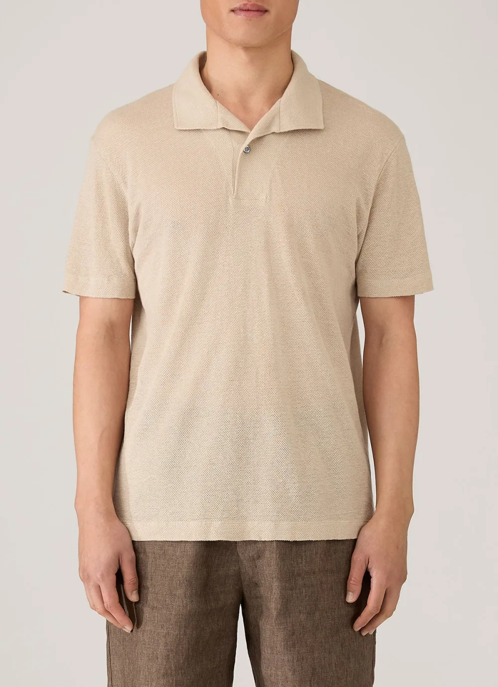 Refined Everyday Regular Fit Linen Pique Short Sleeve Polo Shirt