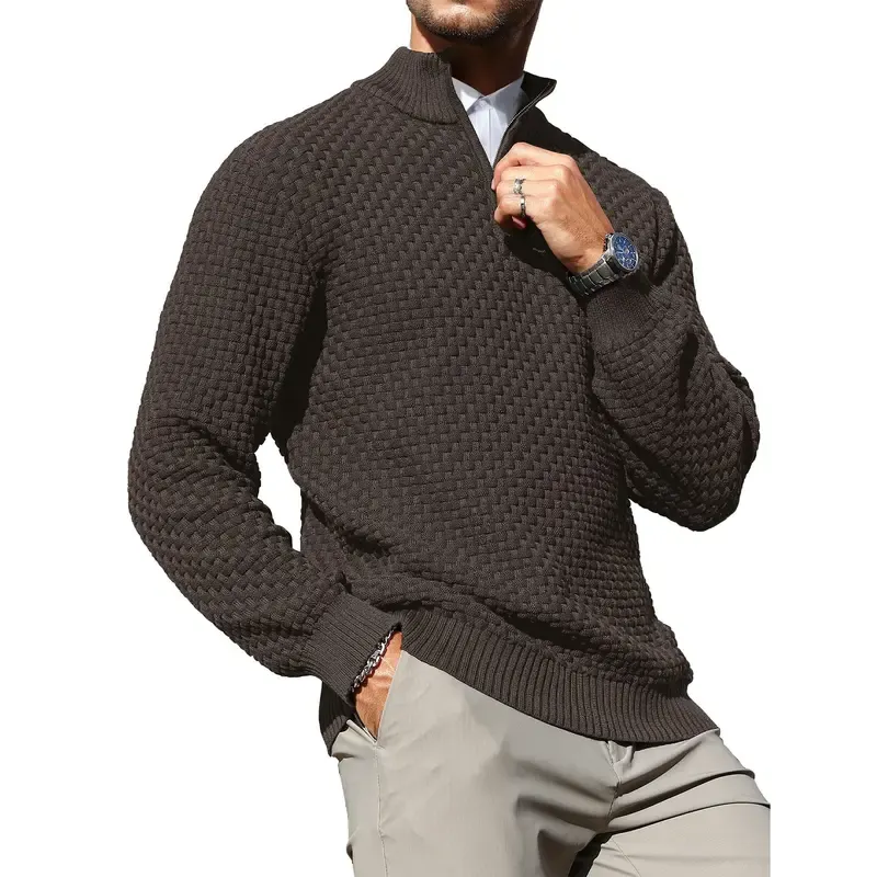 🔥 Men's Cable Knit Quarter-Zip Sweater