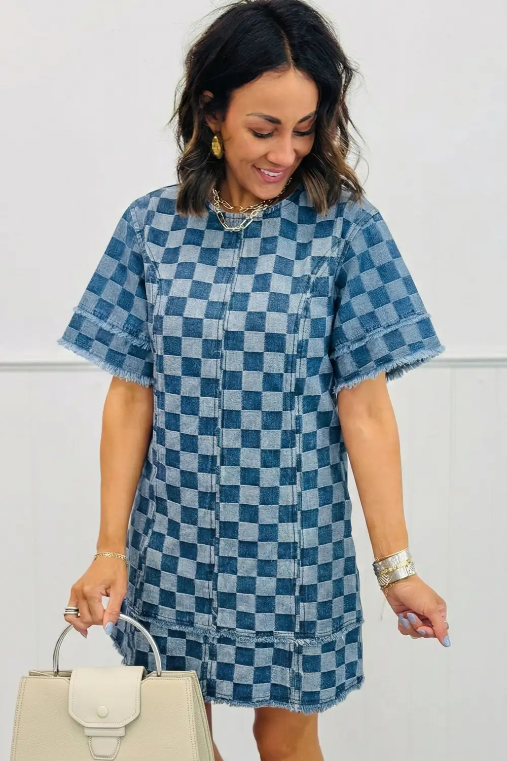 Plaid Denim Mini Dress