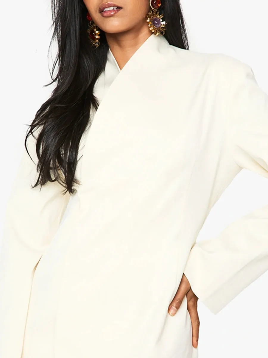 Women's Cream Asymmetric Blazer Dress