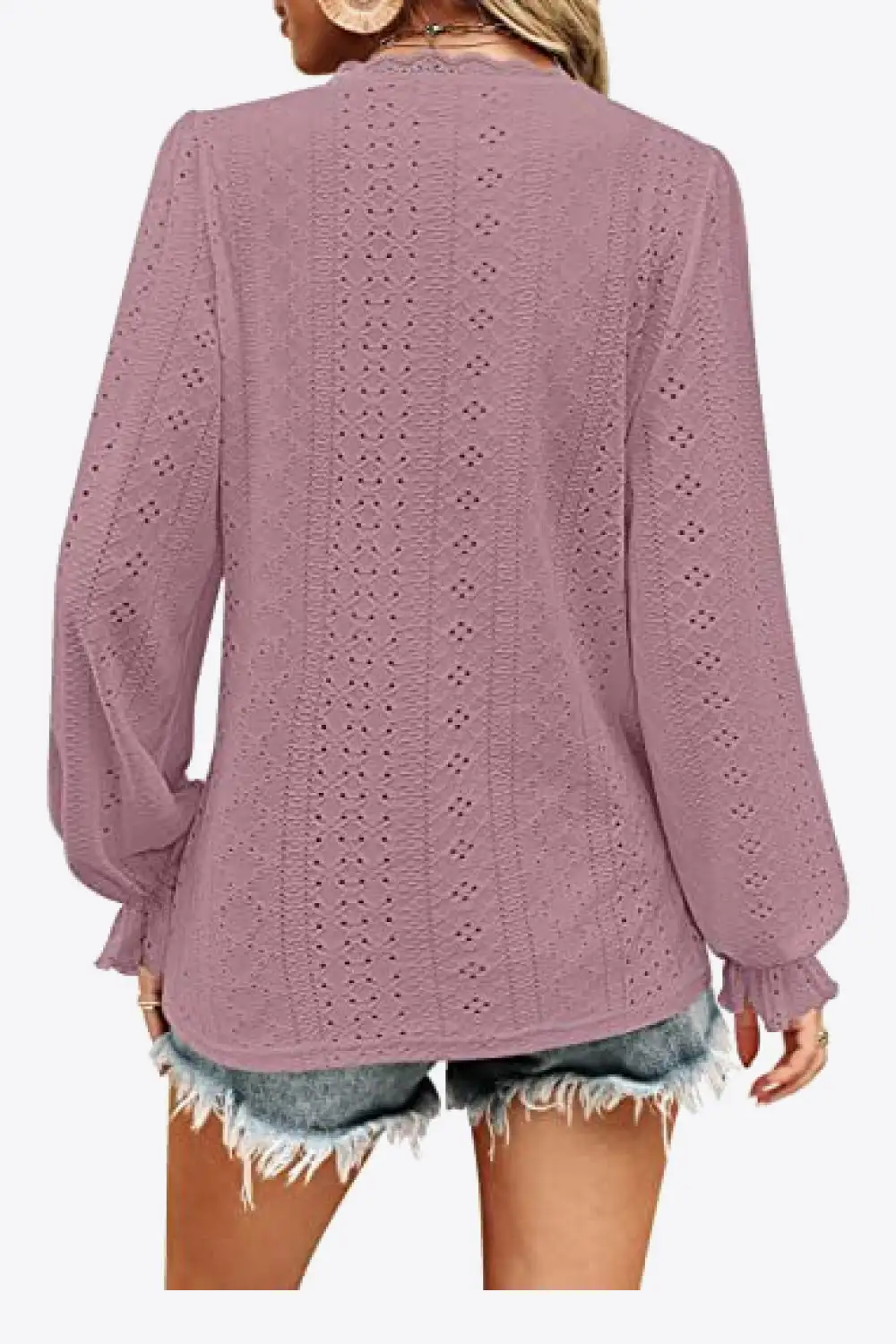 Everyday Soft Eyelet V-Neck Blouse