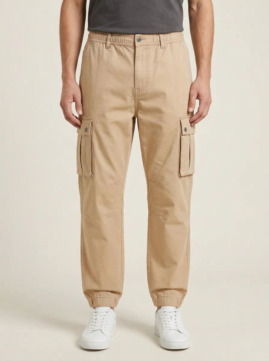 Printed Solid-Style Men's Cargo Pants