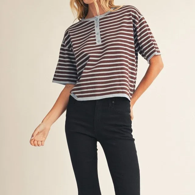 Henley Striped Top