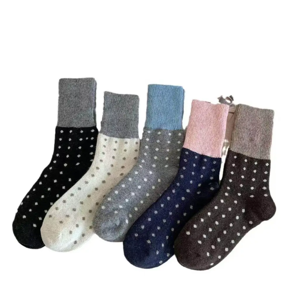 Color Block Polka Dot Crew Socks