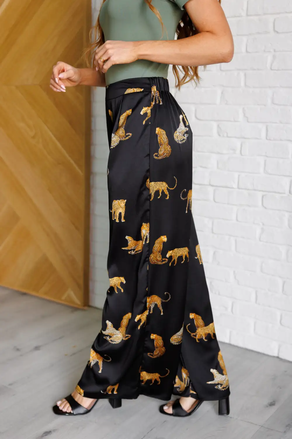 Legendary In Leopard Satin Wide Leg Pants