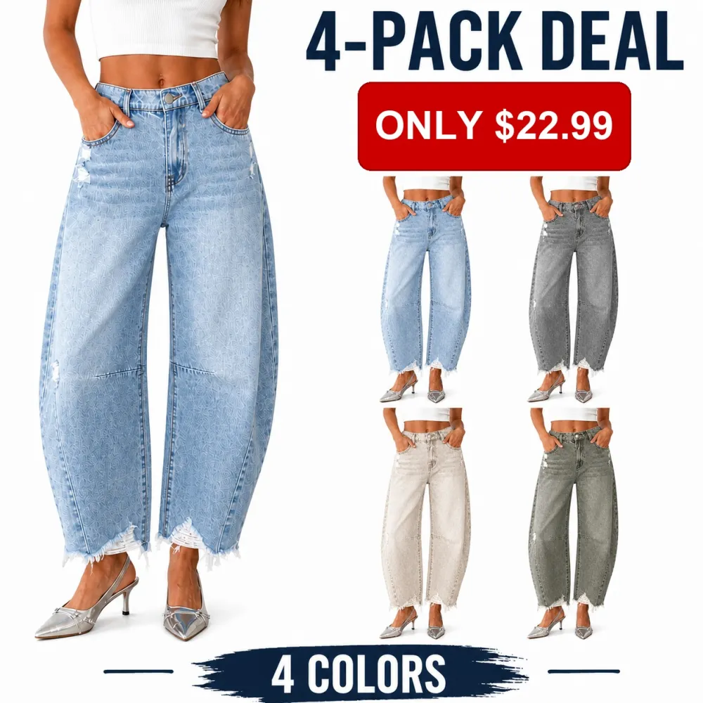 Women's Y2K Distressed Barrel Wide-Leg Jeans