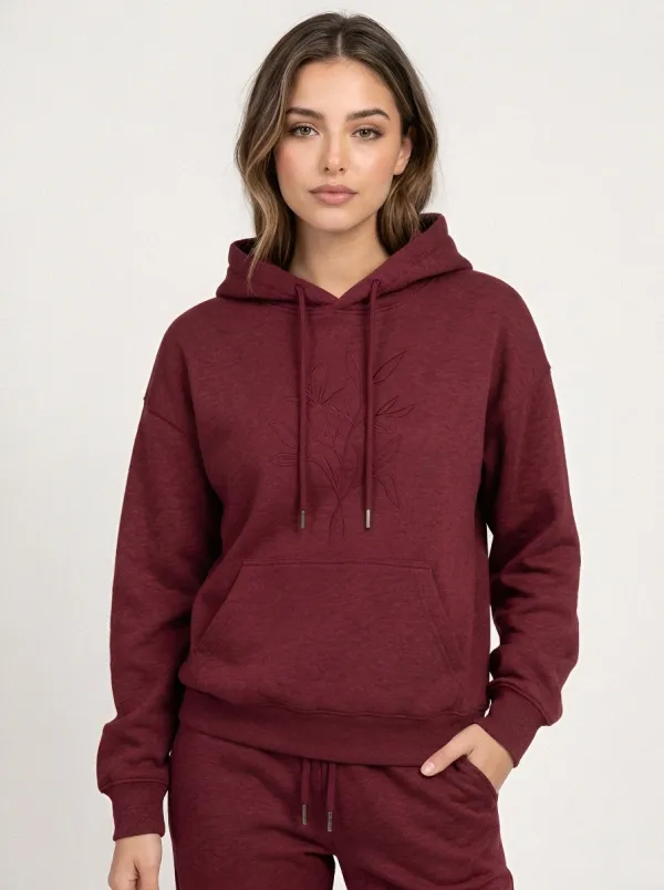 Women's Beige Solid Hoodie & Pants Set