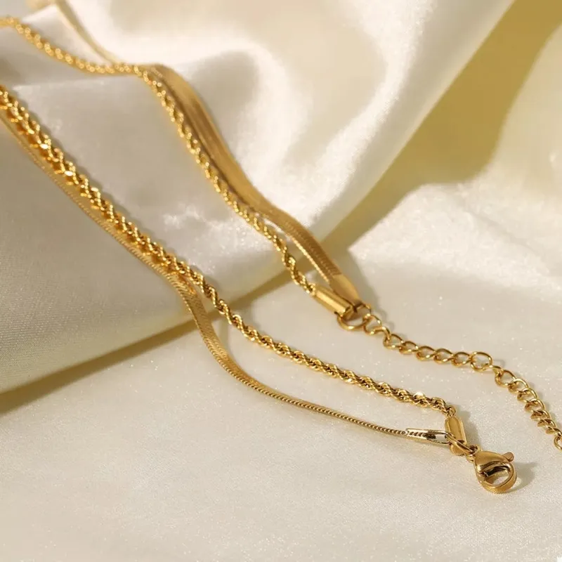 18K Gold-plated Stainless Steel Layered Necklace