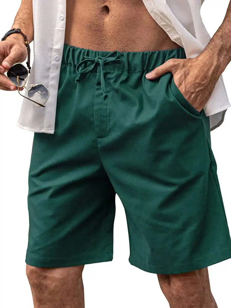 Classic Elastic Waist Linen Shorts