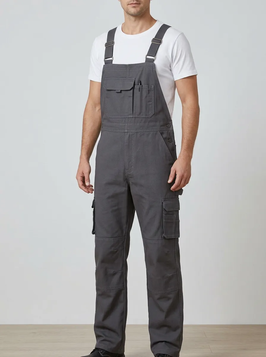 Men's Field Multi-Pocket Cargo Bib Work Overalls