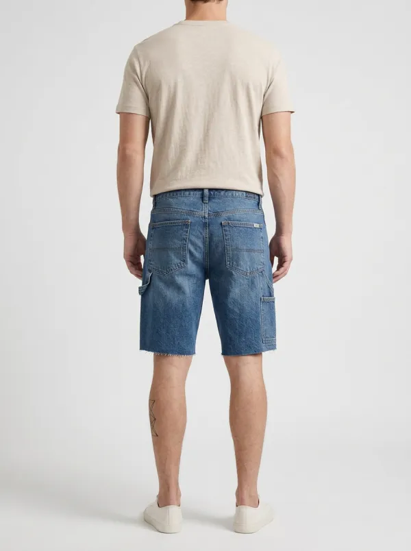 Men's Casual Distressed Raw Hem Distressed Denim Shorts