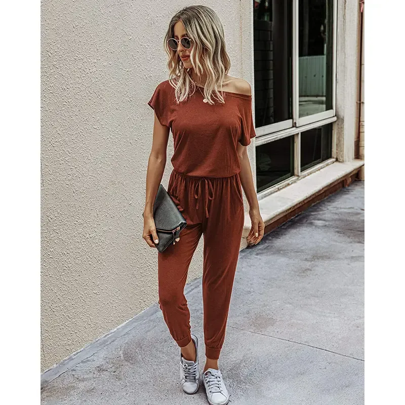 Women's EasyBreezy Off-Shoulder Jumpsuit – Adjustable Elastic Waist
