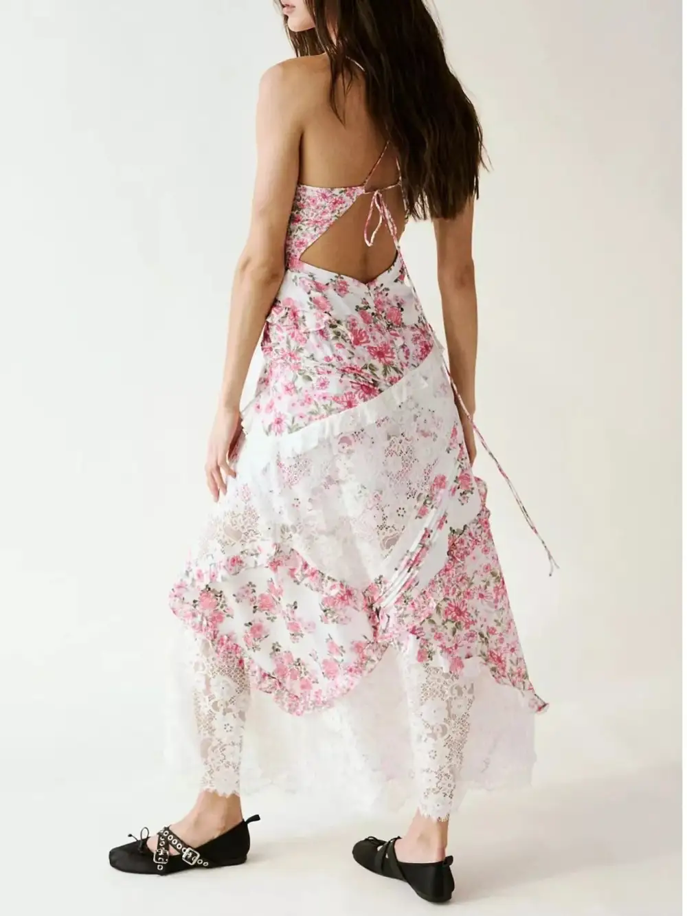 Floral Printed Lace Maxi Dress