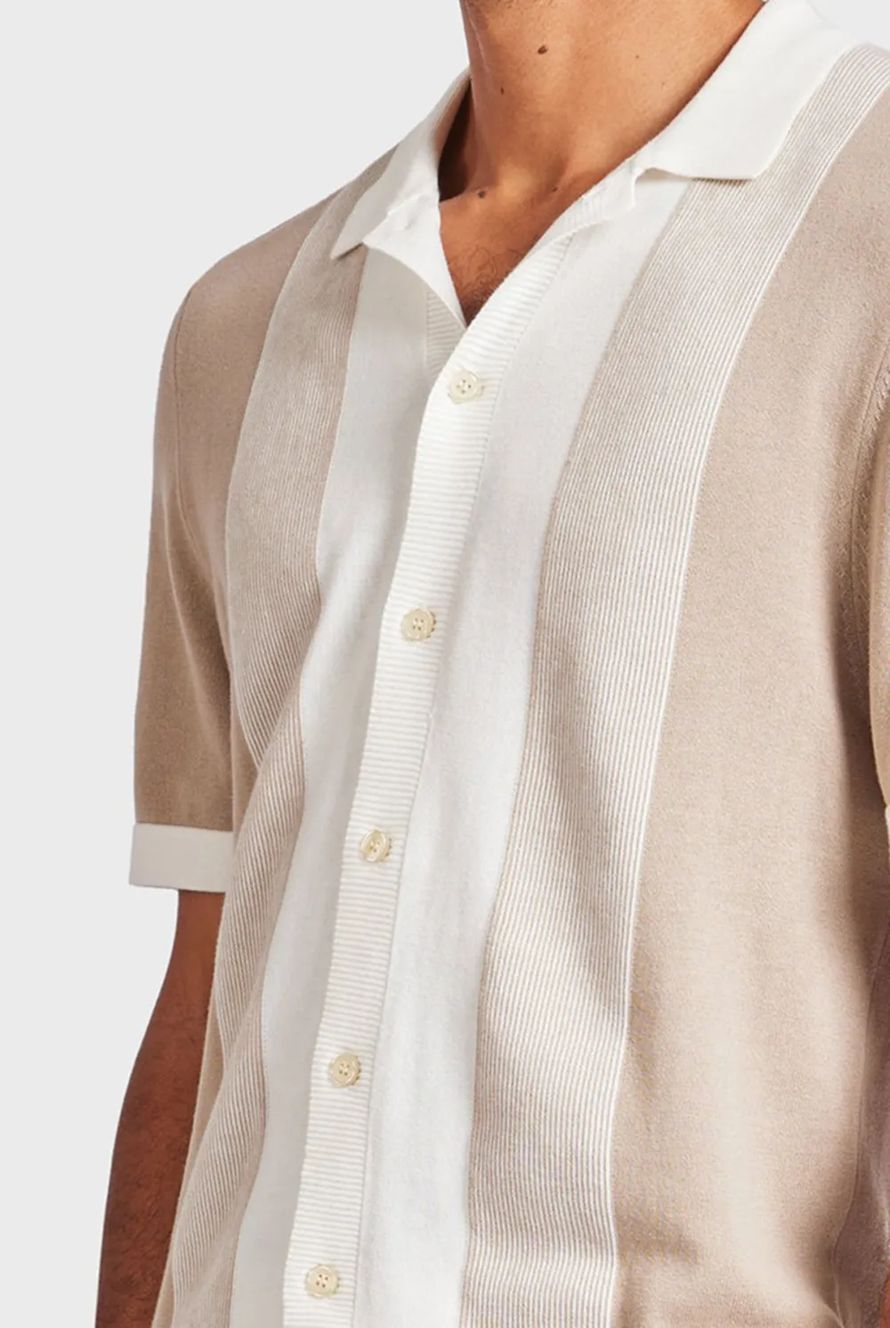 Jackson Stripe Knit SS Shirt-Oatmeal